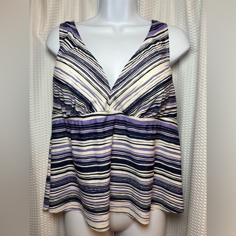 Swimsuits for All women’s tankini multicolor stripe v-neck strappy halter 18